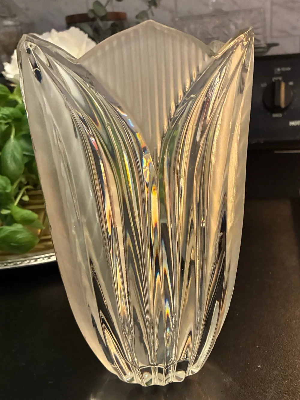 Vintage Avitra Designs Crystal Tulip Vase | Frosted Etched | MCM Modern Decor - Picture 3 of 8